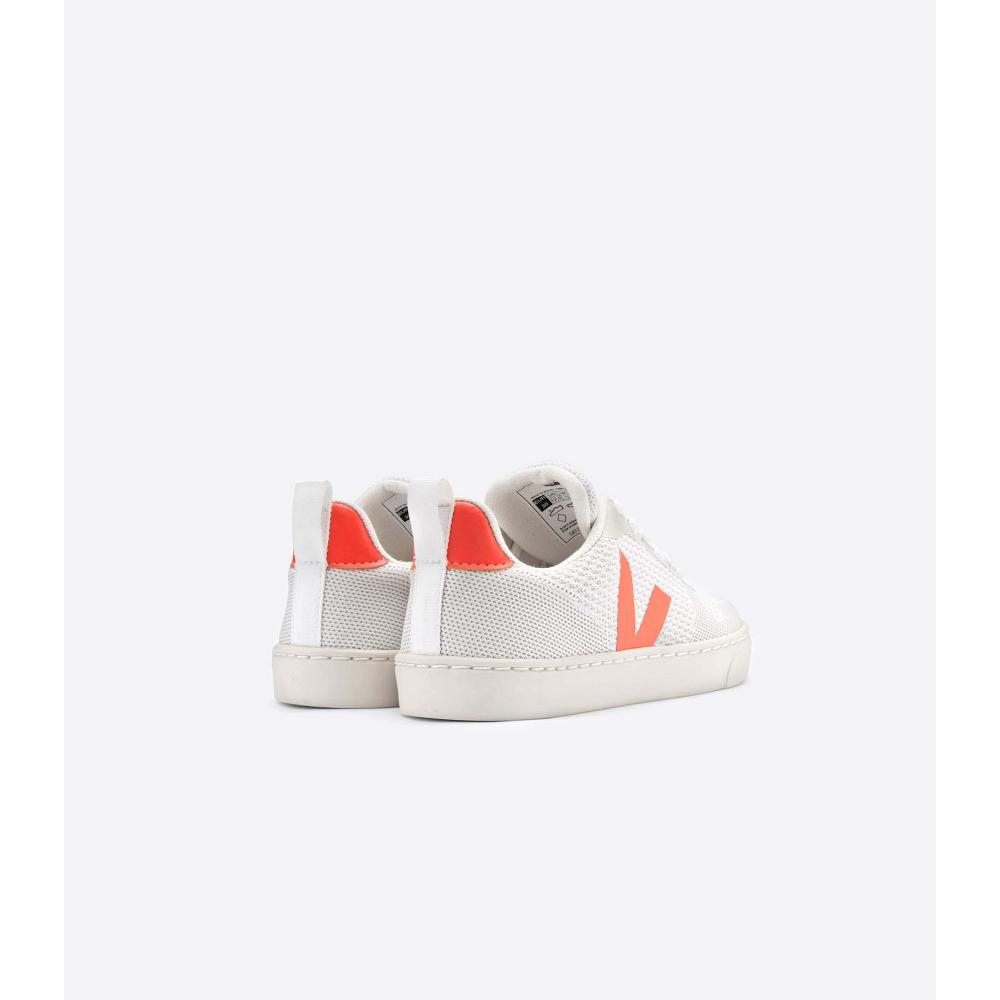 White/Orange Kids' Veja V-10 MALHA BRANCO ALUMINIO Shoes | AU 795BEX